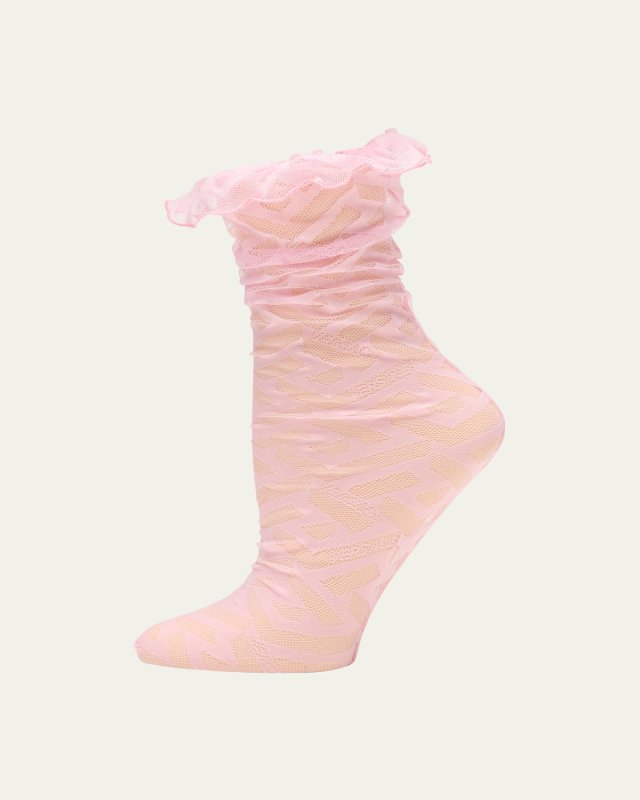 Greca Ruched Mesh Socks